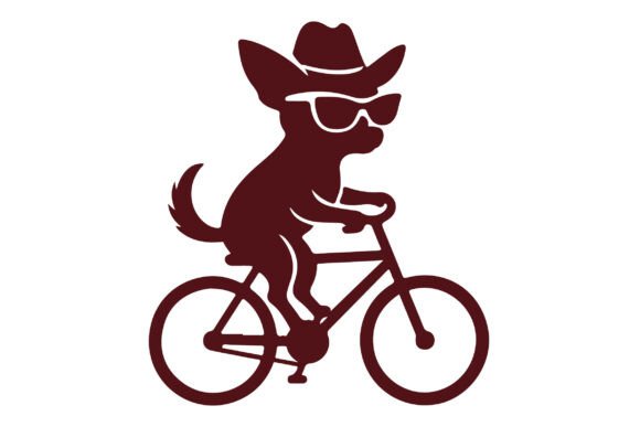 Chihuahua Dog Riding Bicycle SVG Clipart
