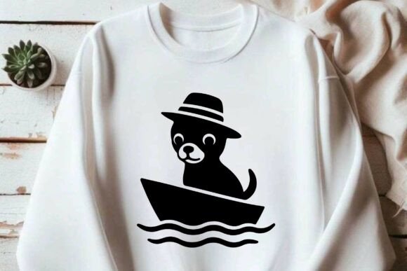 Chihuahua Dog Riding Boat SVG Silhouette