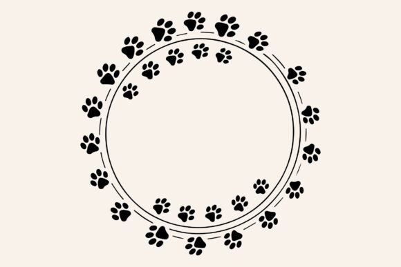 Circular Dog Paw Frame SVG