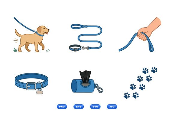 Cute Dog Walking Accessories SVG
