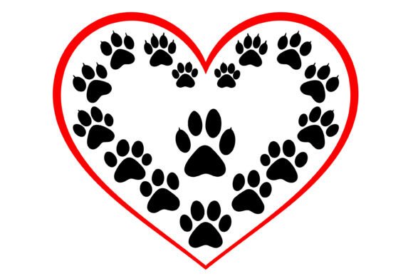 Dog Cat Paw Print Heart SVG