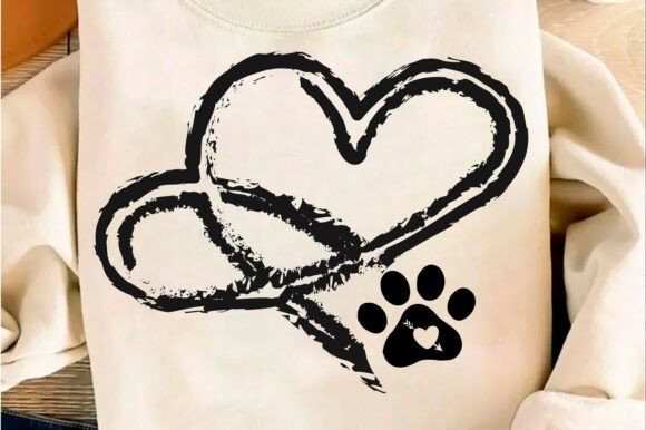 Dog Paw Heart Svg, Valentines Day SVG