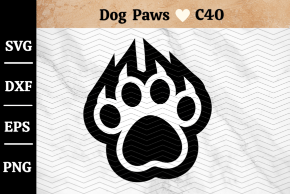 Dog Paw SVG DXF EPS PNG Cut Files C40
