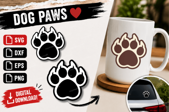 Dog Paw SVG Paw Print Cut File C44