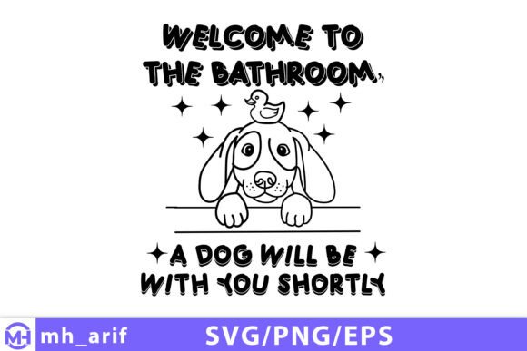 Funny Bathroom Dog Hand-Drawn SVG Design