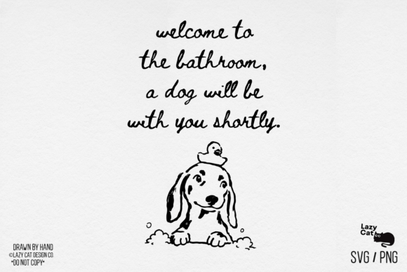 Funny Bathroom Dog Hand-Drawn SVG PNG
