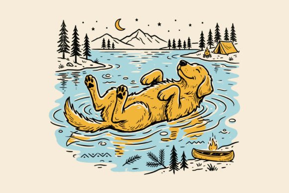Funny Camping Lake Dog Summer SVG