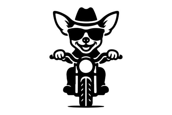 Funny Chihuahua Dog Riding Motorbike SVG