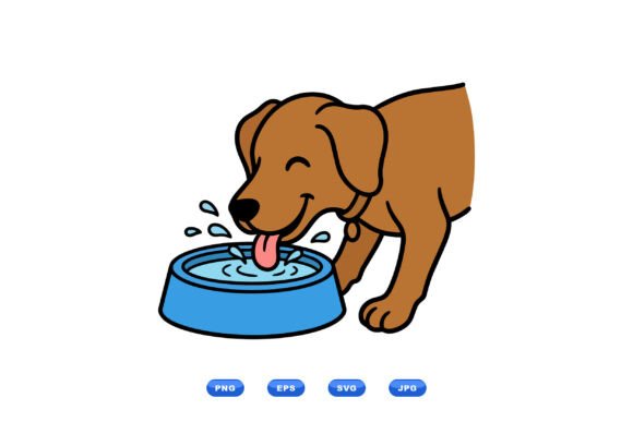 Happy Dog Drinking Water SVG