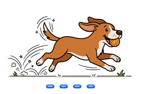 Happy Dog Running Clipart SVG
