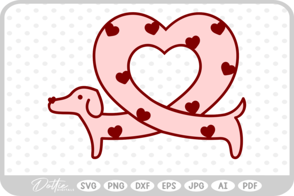 Heart Sausage Dog Vday SVG PNG DXF