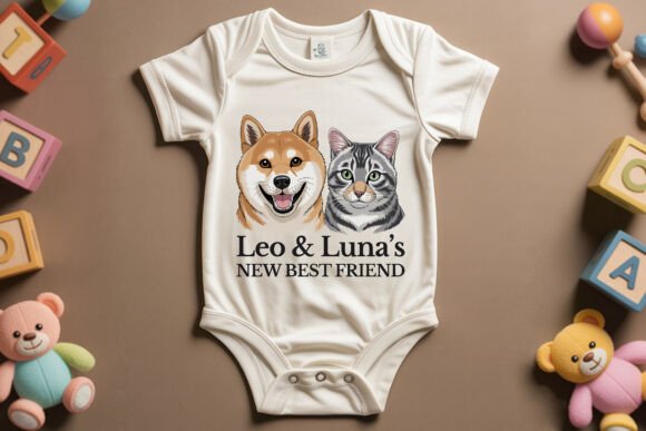 Newborn Baby Bodysuit with Dog Cat SVG