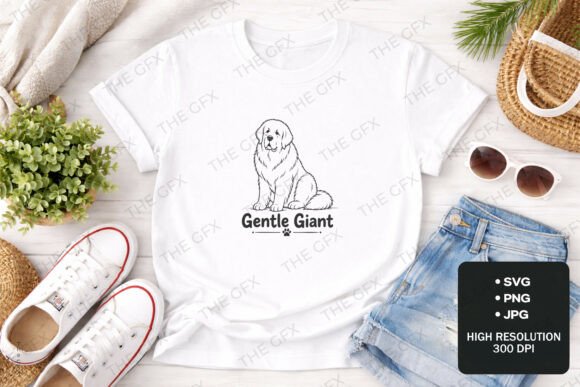 Newfoundland Dog Line Art SVG Design
