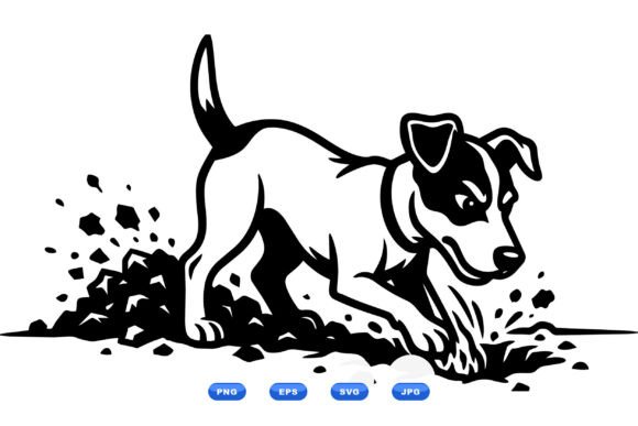 Playful Dog Digging SVG