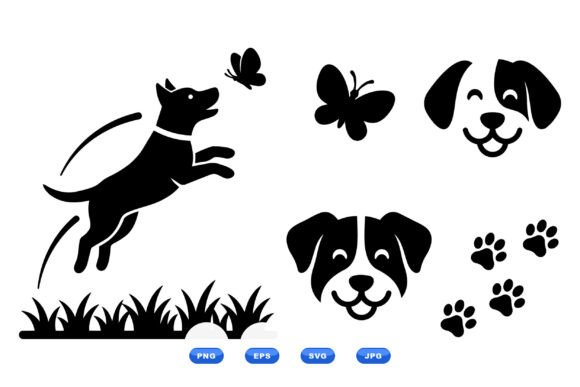 Playful Dog Silhouette SVG