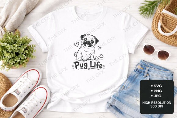 Pug Dog Life SVG - Cute Pug Illustration