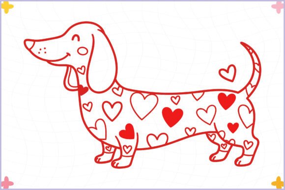 Valentine Dachshund Dog Clipart SVG PNG