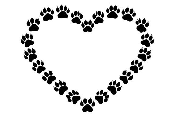 Valentine Dog Paw Heart SVG