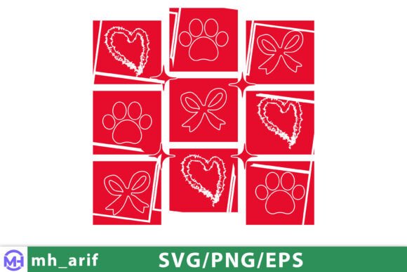 Valentine Pet Love SVG Dog Paw Heart Bow