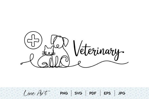 Veterinary Logo Cat Dog Line Art