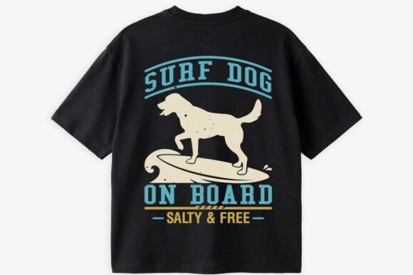Vintage Surf Dog on Board SVG